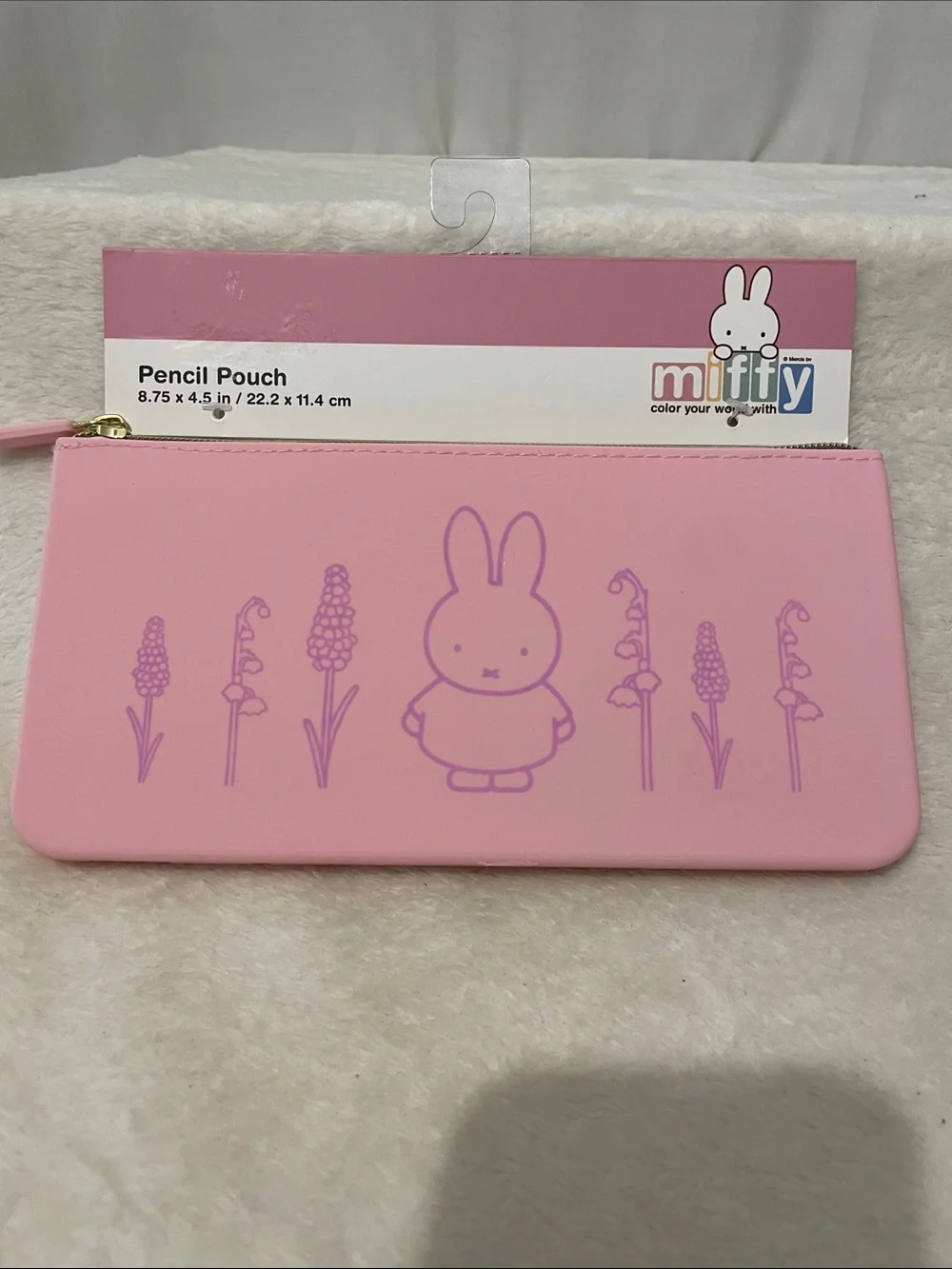miffy Pink Pencil Pouch with Lavender Motif